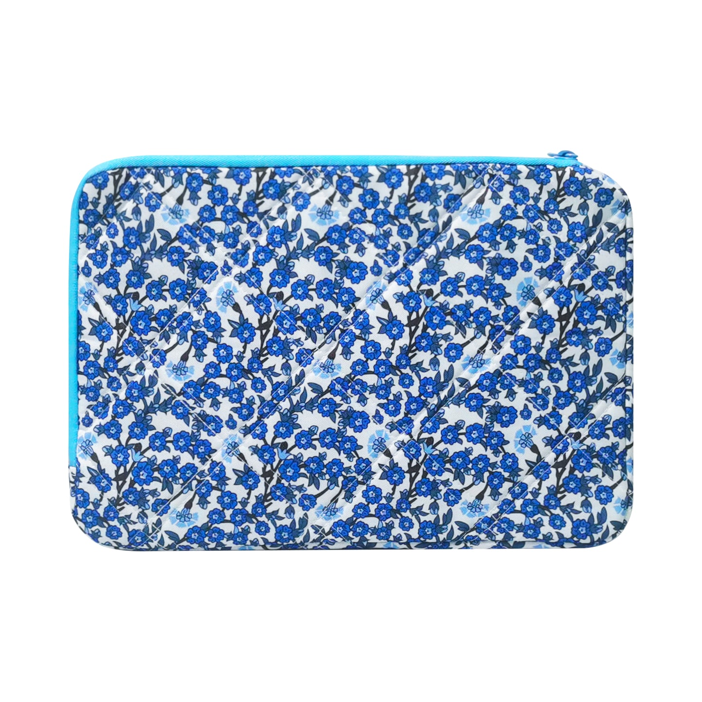 Blue flowers puffy laptop sleeve 13 inches