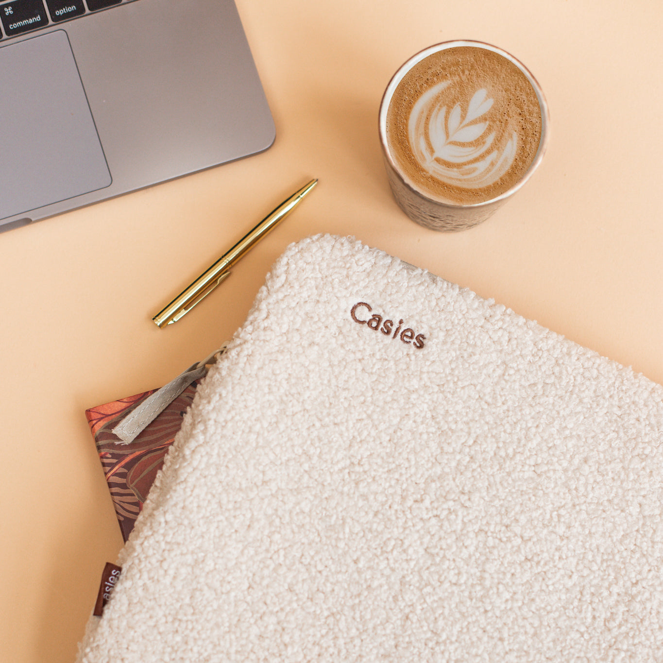 Teddy laptop sleeve 13/14 inch - Cream