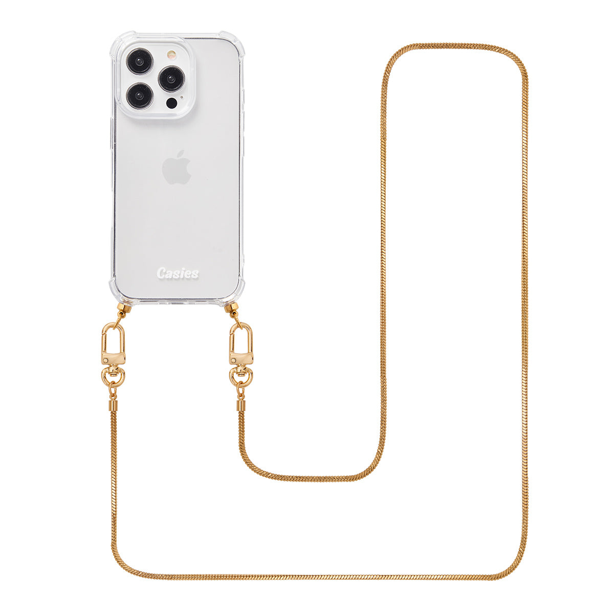 Phone case with long gold cord