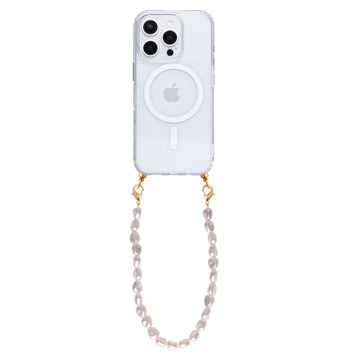 Transparent MagSafe phone case with pearl cord