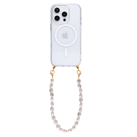 Transparent MagSafe phone case with pearl cord