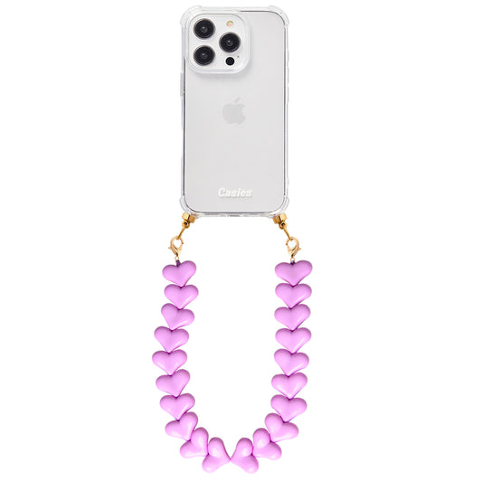 Phone case with purple hearts cord