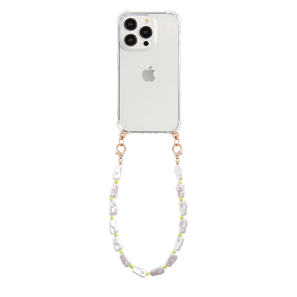 Phone case with green swirl cord