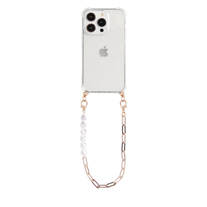 Phone case with gold &amp;amp; pearl cord