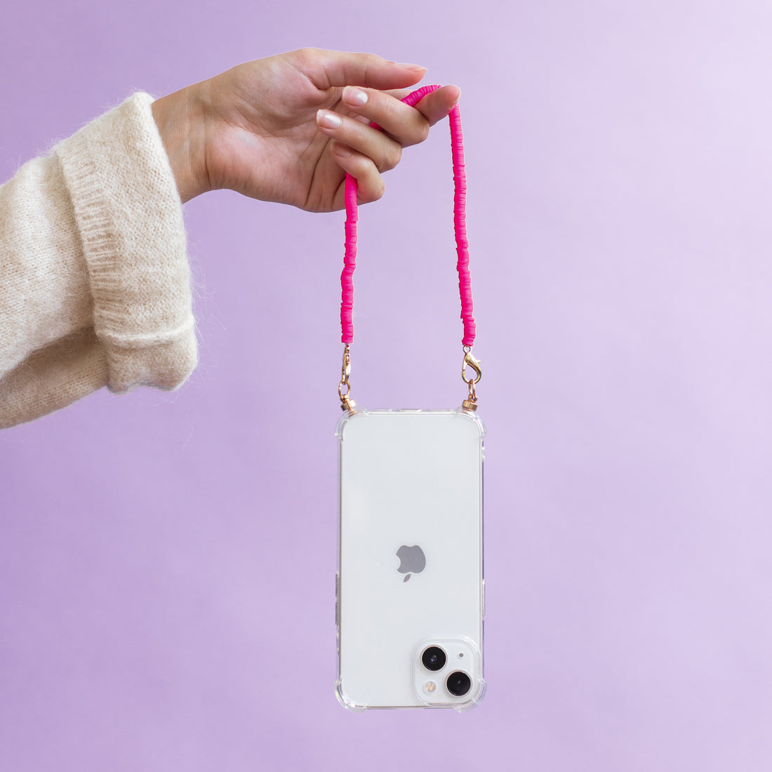 Phone case with pink aura cord