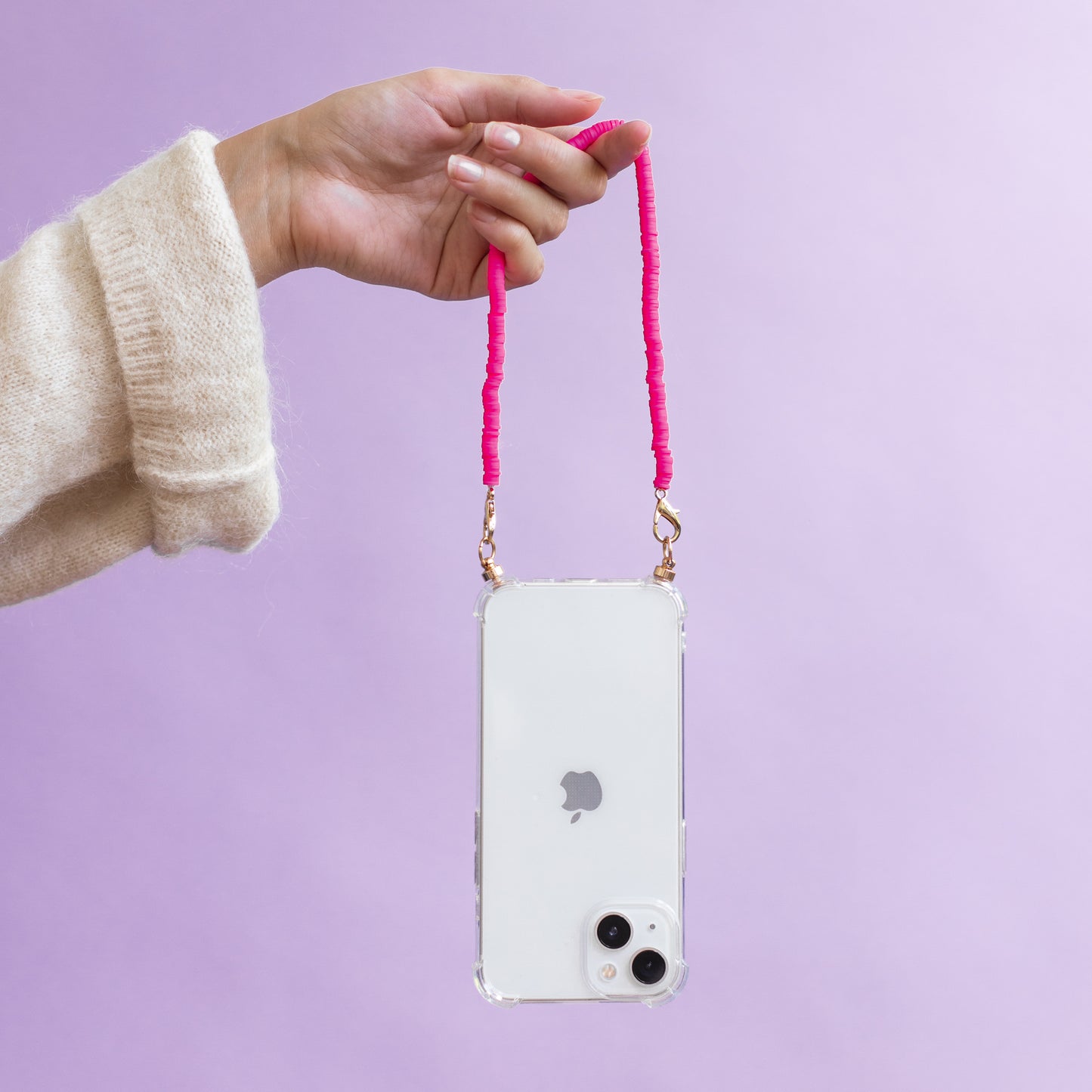 Phone case with pink aura cord