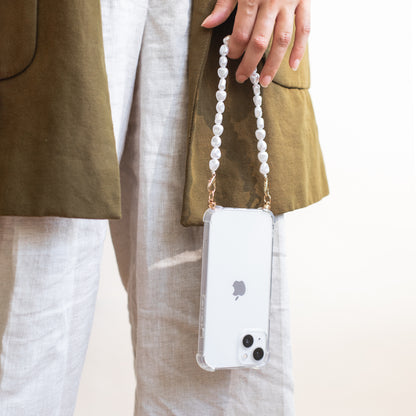 Phone case with pearl cord