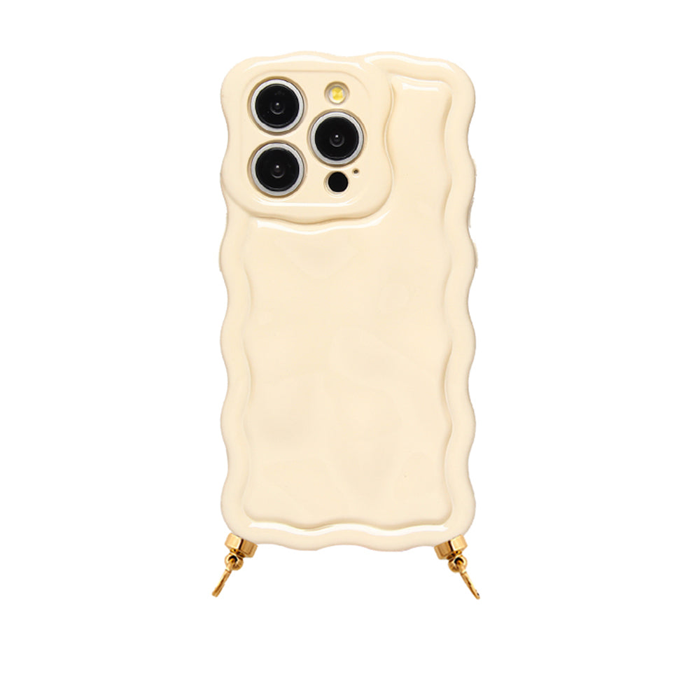 Wavy phone case creme with rings