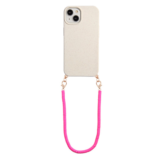 Biodegradable phone case with pink cord